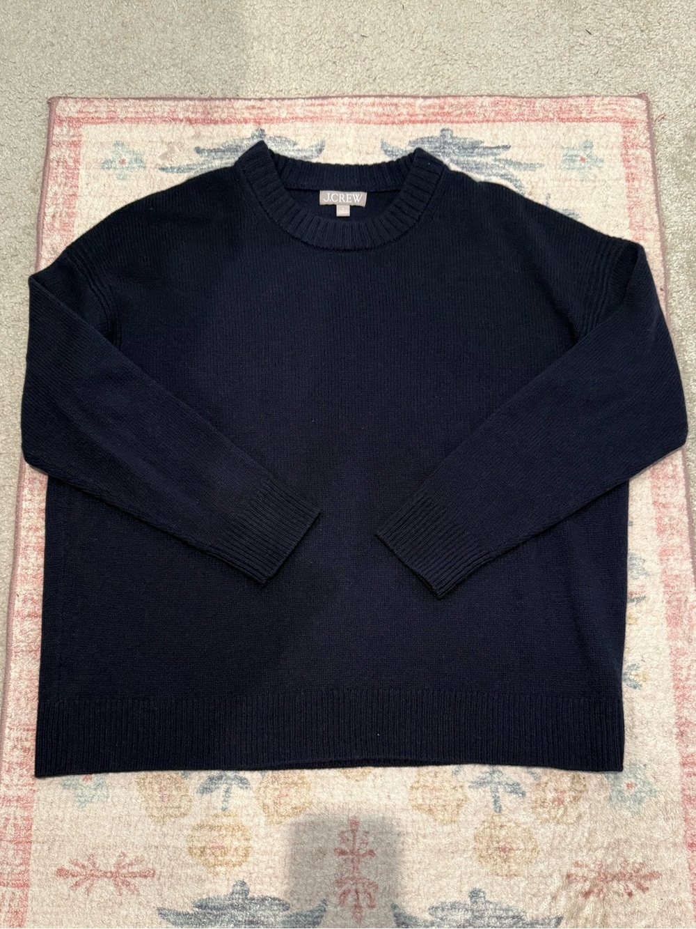 J. Crew 100% lambswool navy oversized sweater